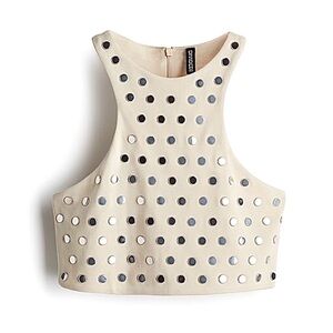 H&M cream studded crop top
